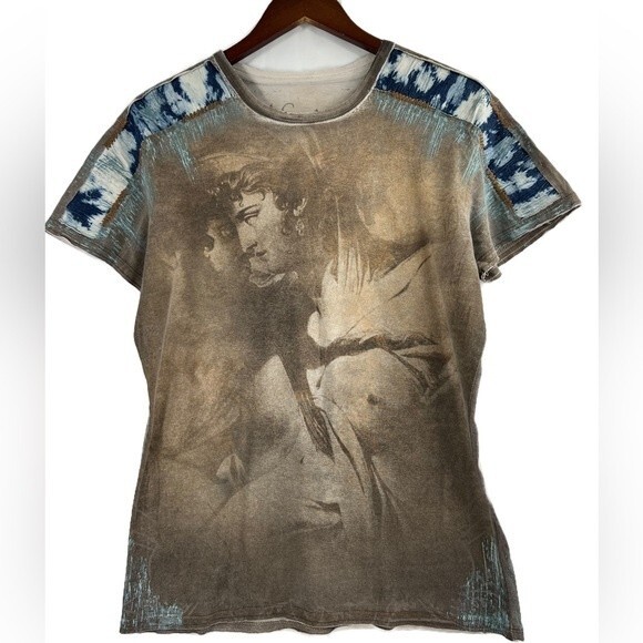 Verdette Premium Collection Cotton T Shirt with Yarn Denim Features Size Medium - Picture 1 of 14